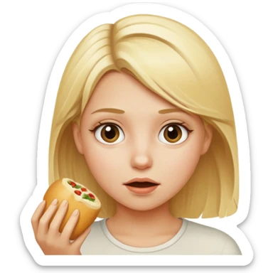blond girl very hungry  sticker