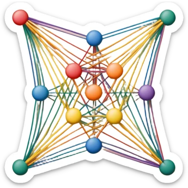 String art icon, colorful threads forming geometric patterns, pins on a board, intricate design, minimalistic style, clean lines, transparent background. sticker