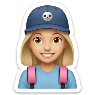 skateboarder girl mugshot with cap sticker