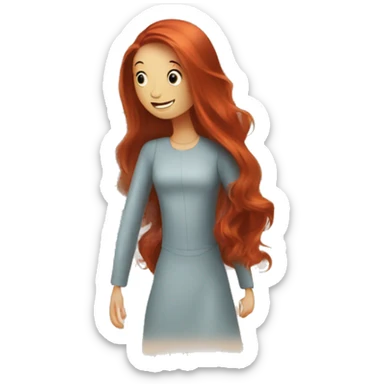 A robot vacuum and a long haired redhead lady being best friends sticker