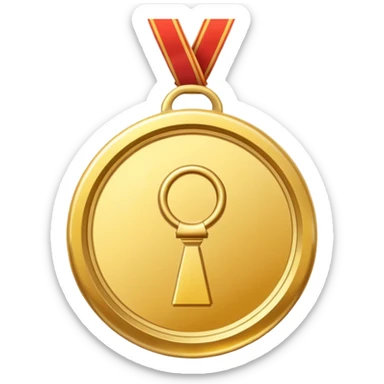 JUST THE CIRCLE  golden medal with a glossy finish, central clean,  sticker