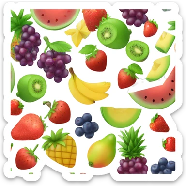 fruit basket with cherry strawberry pineapple blueberry mango grape kiwi & watermelon  sticker
