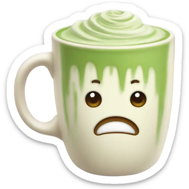 Realistic Matcha latte in pastel mug sticker