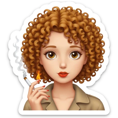curly girl with cigarette sticker
