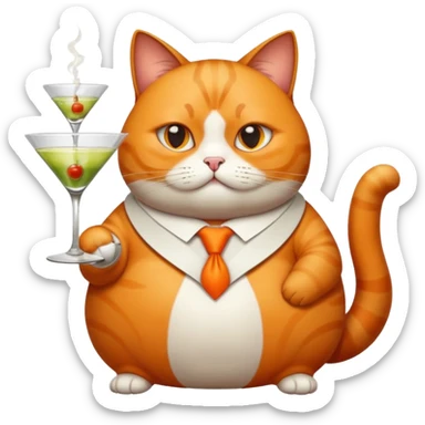 Fat cat with martini and a joint sticker