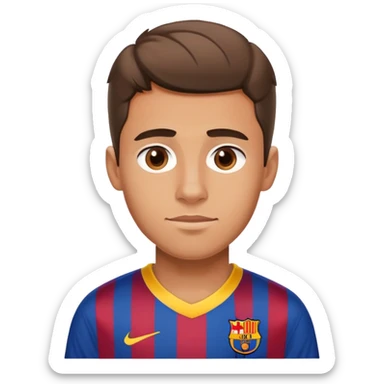 Handsome slightly tan boy wearing a barça jersey sticker