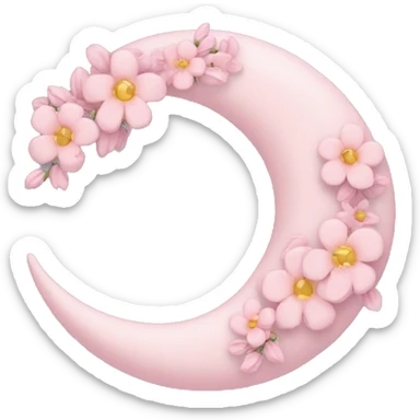 Light pink crescent with flowers  sticker