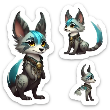 Cool cute Kawaii edgy fantasy shiny animal  fursona Fionbri vernid by griffsnuff & LiLaiRa & Falvie full body sticker