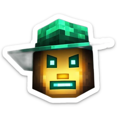 Pixel Minecraft Fedora Halloween Head Mask Diamond Obsidian Emerald Flame Shiny Glow Reward Legendary Unique Epic Mystery sticker