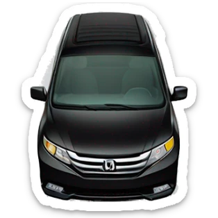 black honda odyssey minivan at an angle. shiny. realistic. apple emoji style. sticker