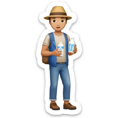 man full body buying a milk sticker