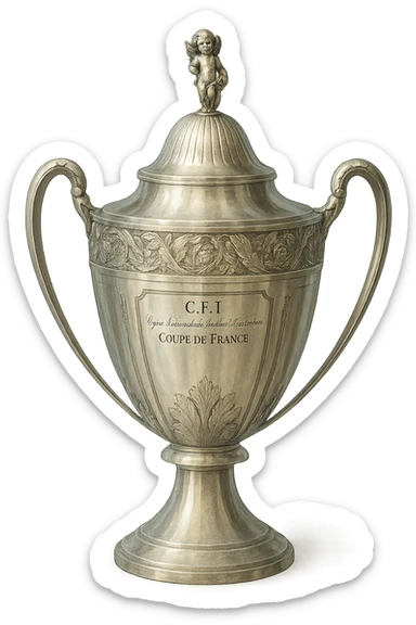 Фотореалистичный и изометричный Coupe de France, объемный чуть слегка рисованный стиль, прозрачный фон sticker