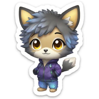  High quality Cute Cool Kawaii edgy Pretty Chibi Fur-Sona Shiny Colorful Sparkly Fakemon Full Body sticker