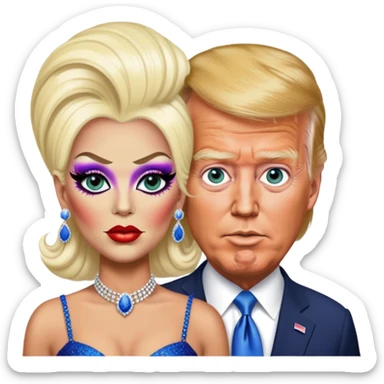 Donald Trump and Joe Biden both as drag queens sticker