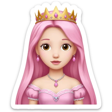 chica vestida de princesa con vestido rosa , piel blanca  sticker