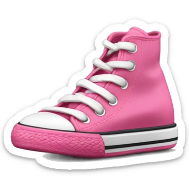 Zapatilla convers rosada, con los cordones sueltos, solo el par derecho, nuevas sticker