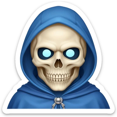 skull wearing blue hood and cloak and mask sticker