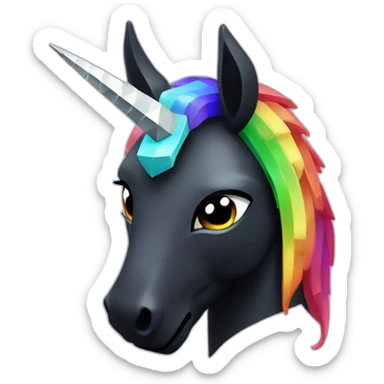 Minecraft Rainbow Black Unicorn Head With Diamond Horn sticker