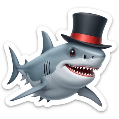 Shark with a top hat sticker
