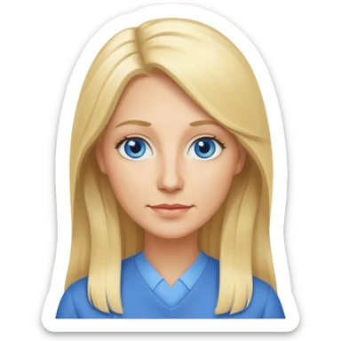 a 40 year old teacher with long blonde hair and blue eyes long face smaller eyes sticker