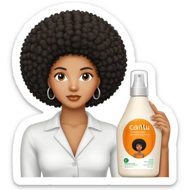 Bottle of leave-in Conditioner. with a black woman with afro label that says Cantu sticker