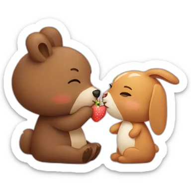 Bear and bunny kissing sticker