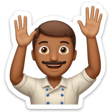 Create a cevapcici with eyes and a waving hand sticker