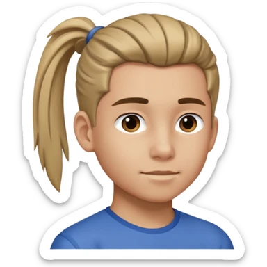 boy with ponytail, 3/4 view sticker