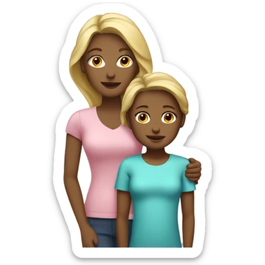 Blonde mother with slightly dark skin and her adult daughter with brown hair sticker
