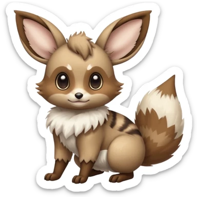 Civet-Minccino-Cacomistl-Eevee-Trici-hybrid-fusion (full body) sticker