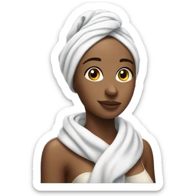 realistic women with towel on her head after showering sticker