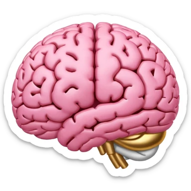 A pink brain with elegant golden details and accents. In the center of the brain type "1 EU" sticker