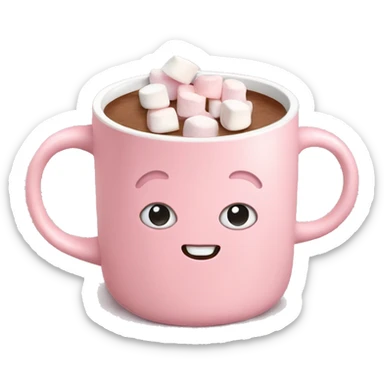 Light Pink mug of hot chocolate with marshmallows  sticker