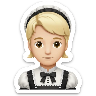 Blonde man with maid dress sticker