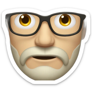 furious white man with beard, medium lenght dark hair and glasses sticker