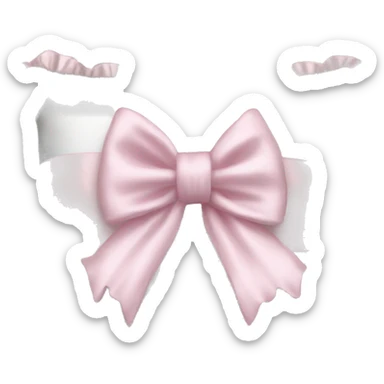 White satin ruffled pillow with light pink bow sticker