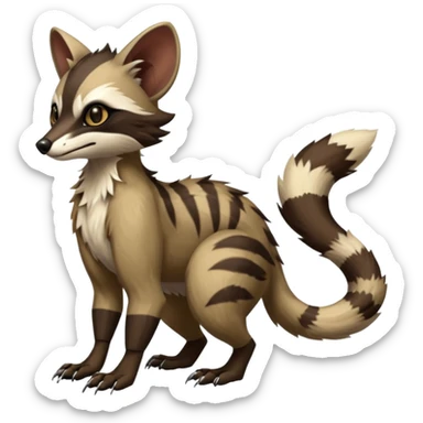 Genet-Wolverine-Marsupial-Possum-Vernid-Sergal-Fakémon-hybrid, by LiLaiRa-griffsnuff, full body sticker