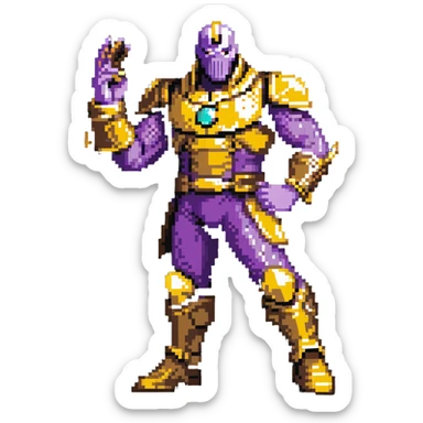Thanos with infinity gauntlet in Squid Game setting making a power pose sticker