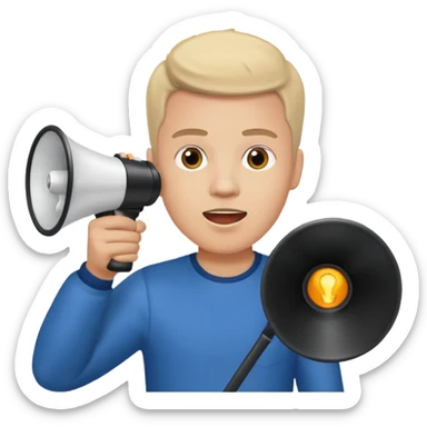 preciso de um emoji de um vendedor com megafone fazendo propaganda sticker