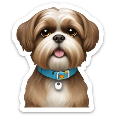 Brown Shih Tzu Dog with a collar named Mobi sticker