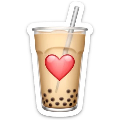 Milk tea with heart boba sticker