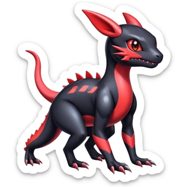 Cute Shiny Guilmon-Salandit-Umbreon-Fakémon-hybrid-creature (full body)  sticker