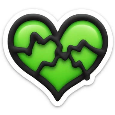 acid green heart with black “brat” text sticker