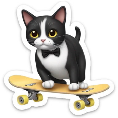 Tuxedo cat skateboarding  sticker
