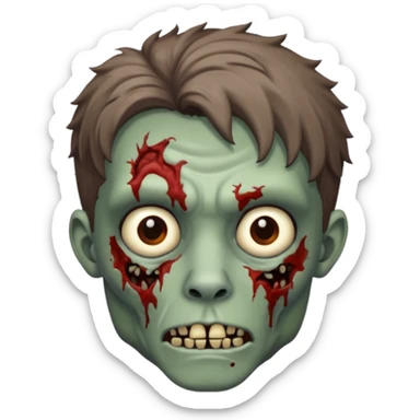 Zombie with lil bit curly medium brown hair in wolf cut hair style sticker