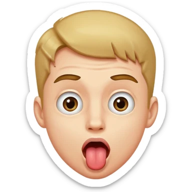 Young man sticking his tongue out shaking it with eyes wide open sticker