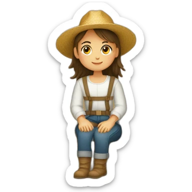 Fille assise sur une botte de paille sticker