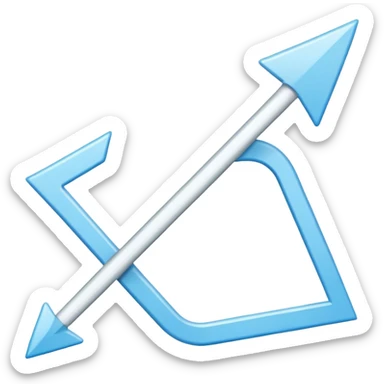 Extremely simplistic white arrow with light blue outline pointing. make the point only on one side sticker