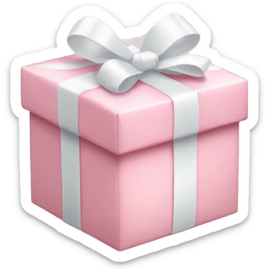 light pink present box with white ribbon bow sticker