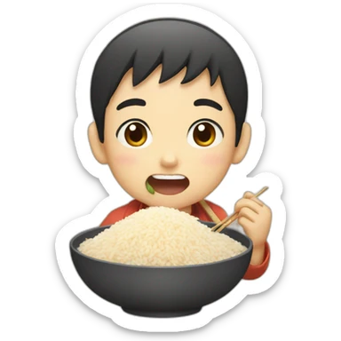 japanese boy eating rice sticker